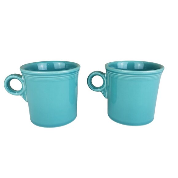 Bundle of 2 Fiestaware HLC Turquoise Ring Handle Coffee Mugs Like New - Picture 2 of 5